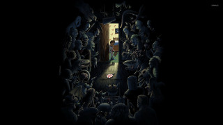 Room filled people doorway light - the end of it free wallpaper