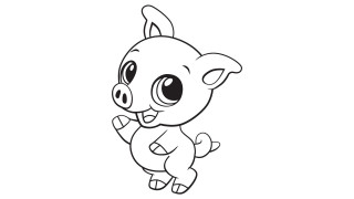 Cartoon pig running big smile - a nose free wallpaper