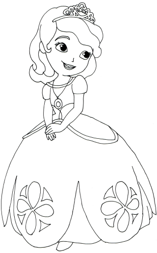 Princess dress flower tiara head - line art free wallpaper