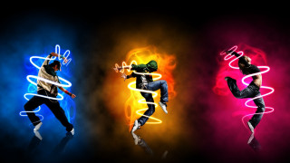 Dancing group neon lights dance - neon free wallpaper