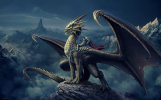 Dragon red cape mountain castle 2 - a red cape free wallpaper