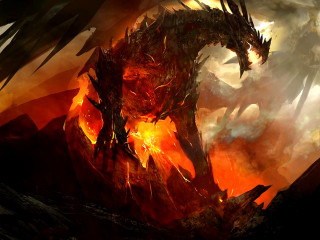 Dragon fire sky huge flames - dragon art free wallpaper