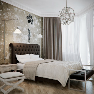 Bedroom with bed cozy interior 4 - a chair free wallpaper