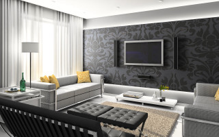 Living room couch chair table 19 - modern european ink painting free wallpaper