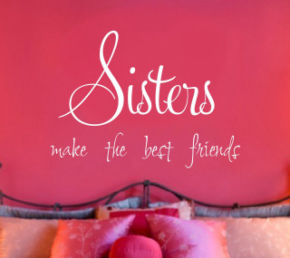 Pink wall sisters quote bed - caroline lucy scott free wallpaper