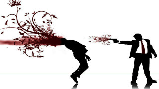 Man suit gun redlight surrealist - a red tie free wallpaper