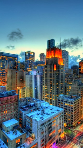 City skyline night colorful bridge - free city wallpaper