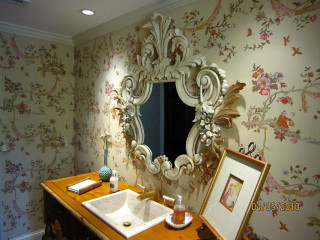 Bathroom sink mirror corner floral - floral free wallpaper