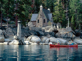 Couple red boat lake house - a red boat free wallpaper