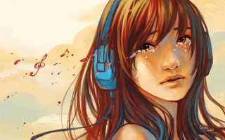 Girl headphones music note ear - headphone free wallpaper