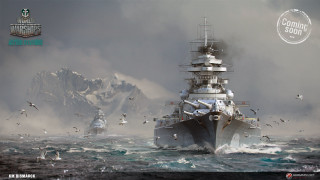 Large ship ocean seagulls flying - anton otto fischer free wallpaper