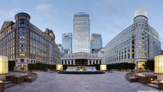 Courtyard bench fountain buildings dusk - christopher wren free wallpaper