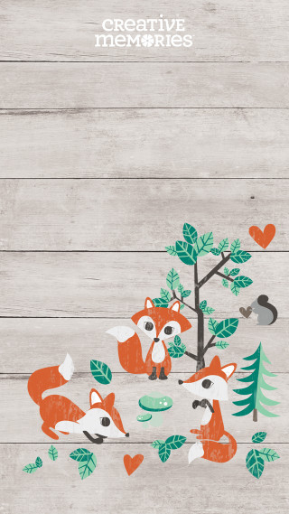 Wooden wall fox tree heart - storybook illustration free wallpaper
