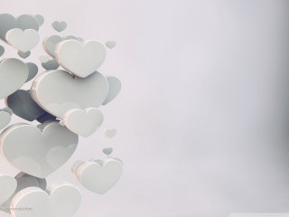 White hearts floating air white - a gray sky in the background free wallpaper