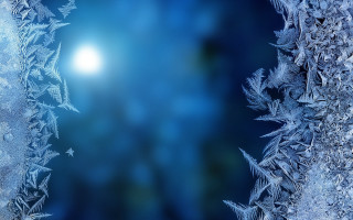 Blue background sun ice crystals - winter free wallpaper for desktop