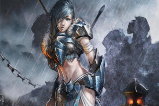 Woman armor rain sword helmet - the rain free wallpaper
