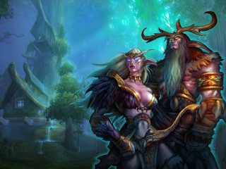 Women costume forest tree building - league of legends concept art free wallpaper