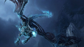 Dragon blue lights flying dark 3 - dragon art free wallpaper