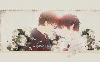 Anime characters couple flowers background - the edge free wallpaper