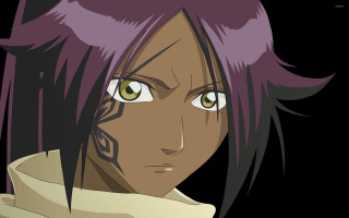 Anime character purple hair green - his face free wallpaper