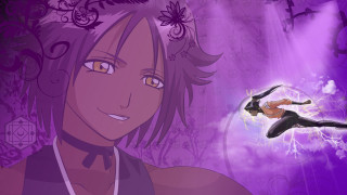 Woman purple dress purple background 2 - a black suit free wallpaper