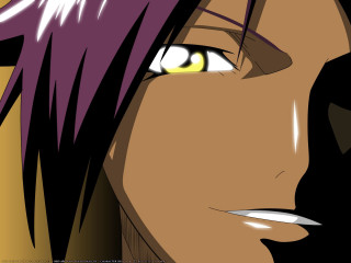 Purple hair yellow eyes closeup - something free wallpaper