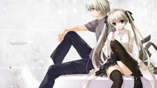 Anime couple bench long hair - a bench together free wallpaper