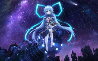 Anime girl giant object sky - a purple sky free wallpaper