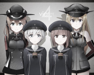 Anime girls hats uniforms caption - ernst free wallpaper