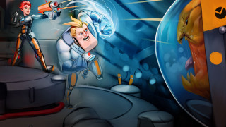 Cartoon man space suit gun - doc hammer free wallpaper