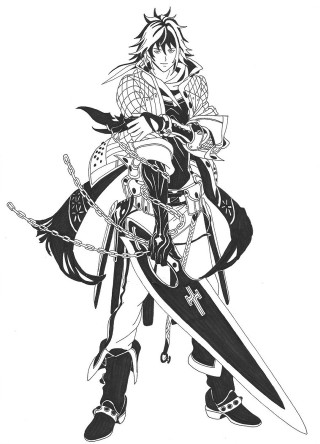 Woman sword armor drawing art - her back free wallpaper