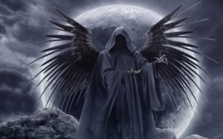 Man hooded cloak wings full - full free wallpaper