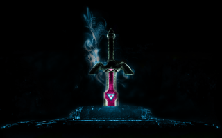 Sword pink handle blue flame - blender free wallpaper