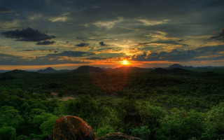 Sunset forest mountain clouds sky 3 - beautiful landscape free wallpaper