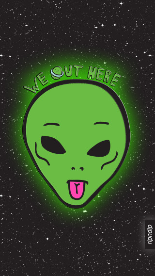 Green alien pink tongue we - the middle free wallpaper