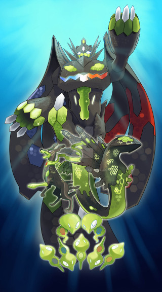 Cartoon character green black dragon - aquirax uno free wallpaper