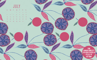 July calendar floral blue pink - floral free wallpaper