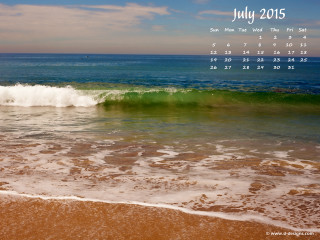 Beach wave shore sky ocean - a calendar free wallpaper