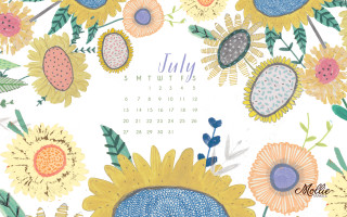 Sunflower calendar july2013 floral naive - cover free wallpaper