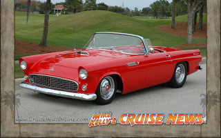 Red classic car driveway green - a driveway next free wallpaper