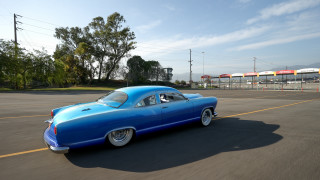 Blue car driving street parking - hdri free wallpaper
