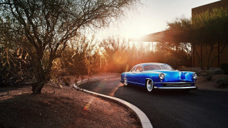Blue car driving road tree - a tree and bushes free wallpaper