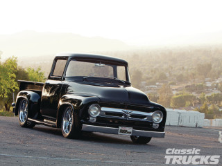 Black truck parked road forest - eric dinyer free wallpaper
