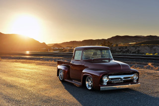 Classic truck sunset mountains parked - classic free wallpaper