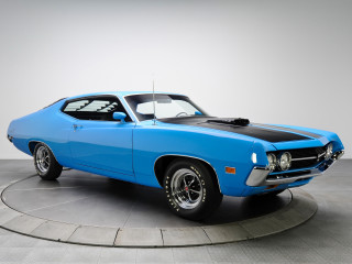 Blue muscle car circular stand - floor free wallpaper