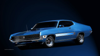 Blue muscle car dark background - dennis flanders free wallpaper