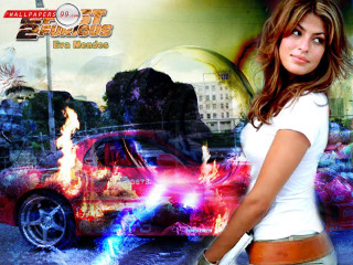 Woman car fireball city street - car free wallpaper