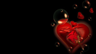 Heart bubbles black background red 3 - gothic free wallpaper for desktop