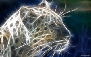White leopard blue green stripe - a digital painting free wallpaper