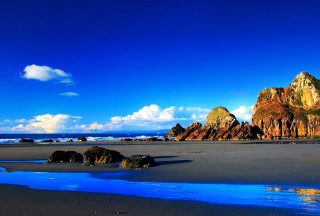 Beach rocks water blue sky 2 - rock and water free wallpaper